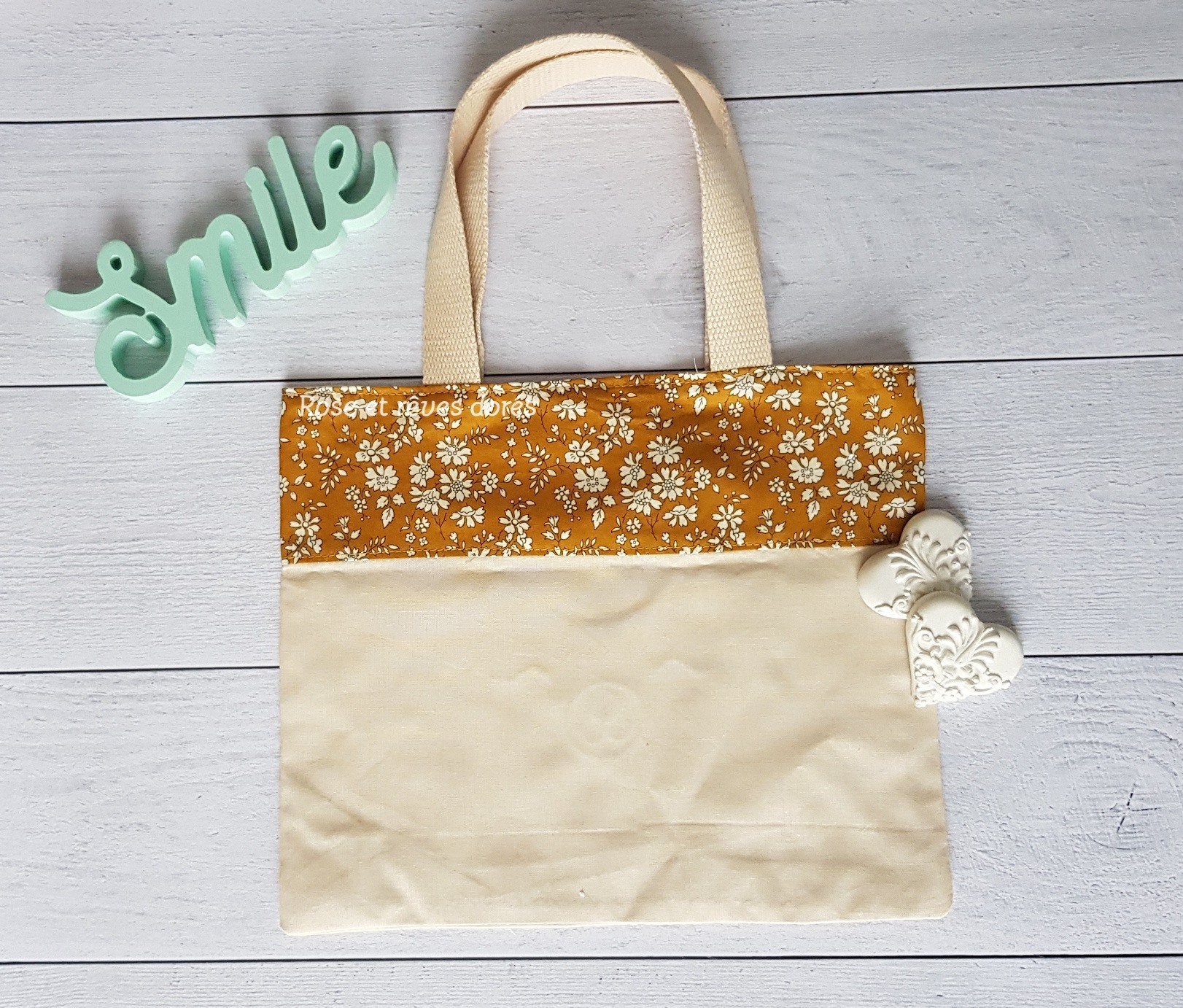 Rose et rêves dorés Sacs divers P’tit tote bag Douceur d’automne sac enfant réversible