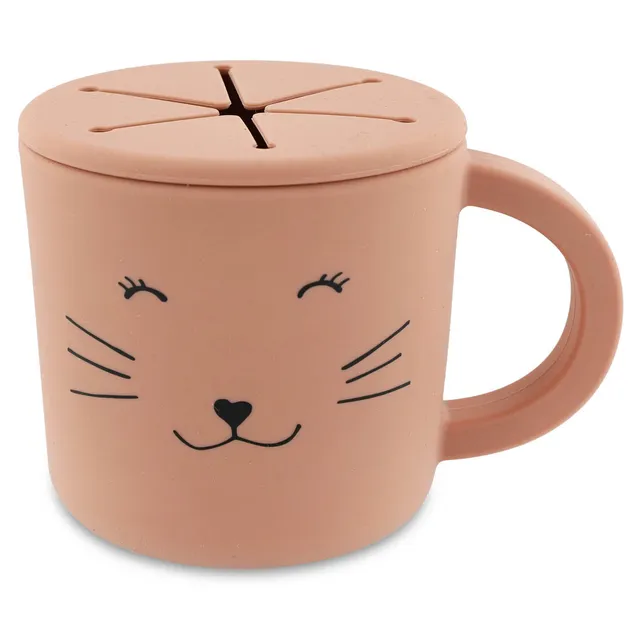 Trixie Baby Tasses et gobelets Tasse à collation en silicone Mrs. Cat, anti-goutte