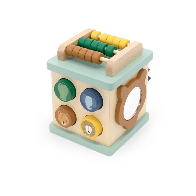 Trixie Baby Jouets d'activités Petit cube d'activité en bois motricité