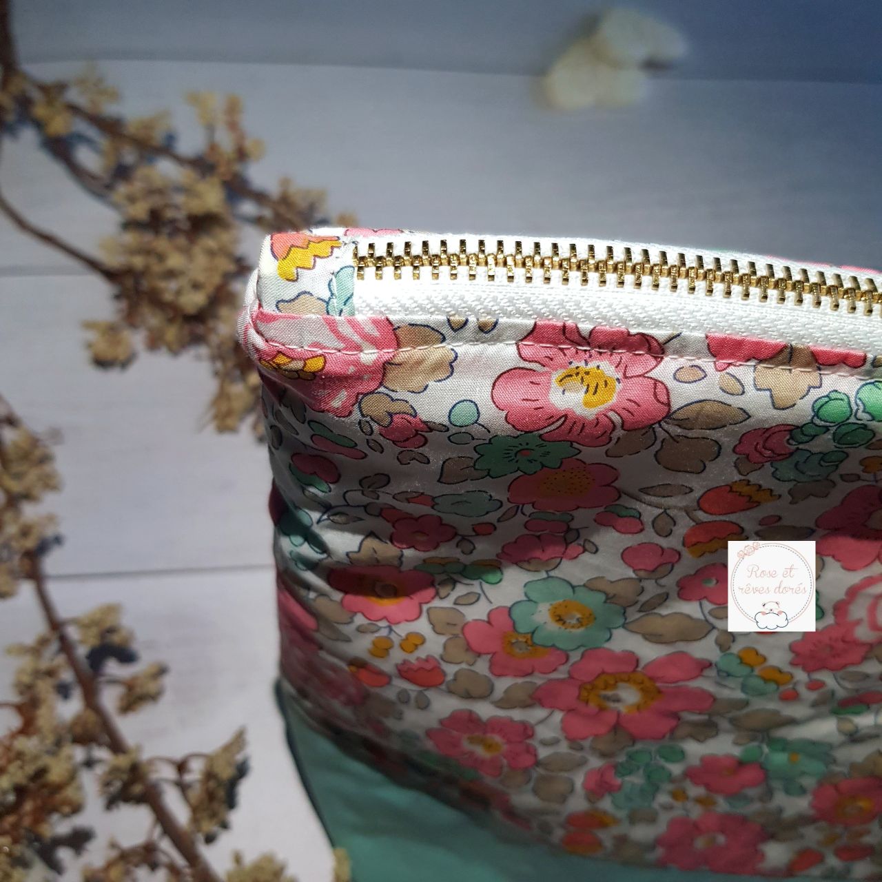 Rose et rêves dorés Trousses de toilette Berlingot XL trousse de toilette coton