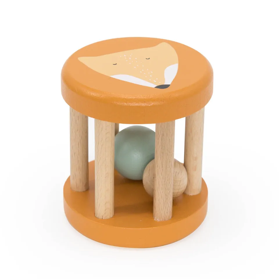 Trixie Baby Premiers jouets Hochet roulant en bois Mr. Fox