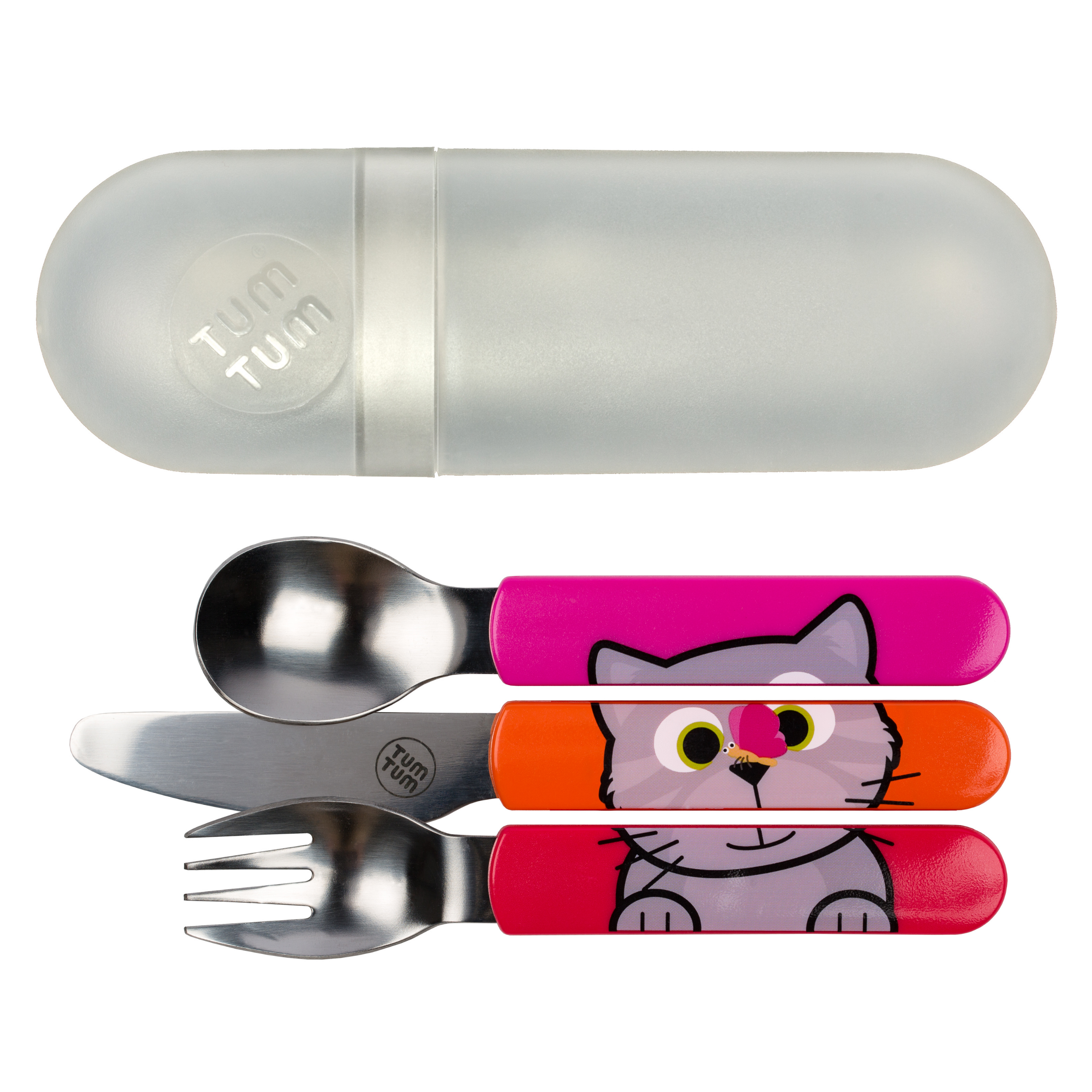 Tum Tum Cutlery Easy Scoop Toddler Cutlery couverts enfant Bluebell the Cat avec étui