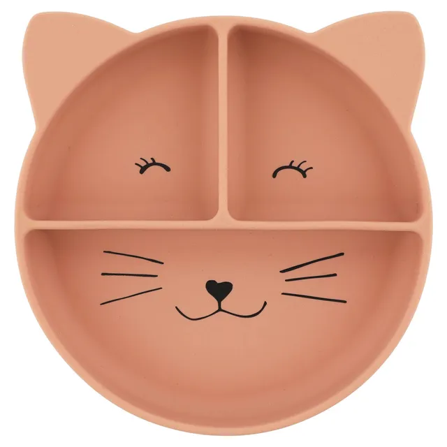 Trixie Baby Vaisselle Assiette avec ventouse en silicone et compartiments Mrs. Cat