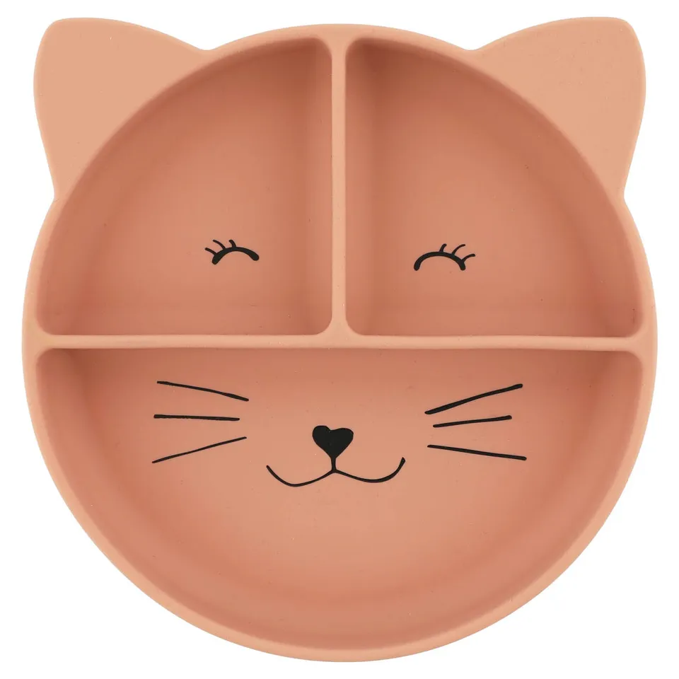 Trixie Baby Vaisselle Assiette avec ventouse en silicone et compartiments Mrs. Cat