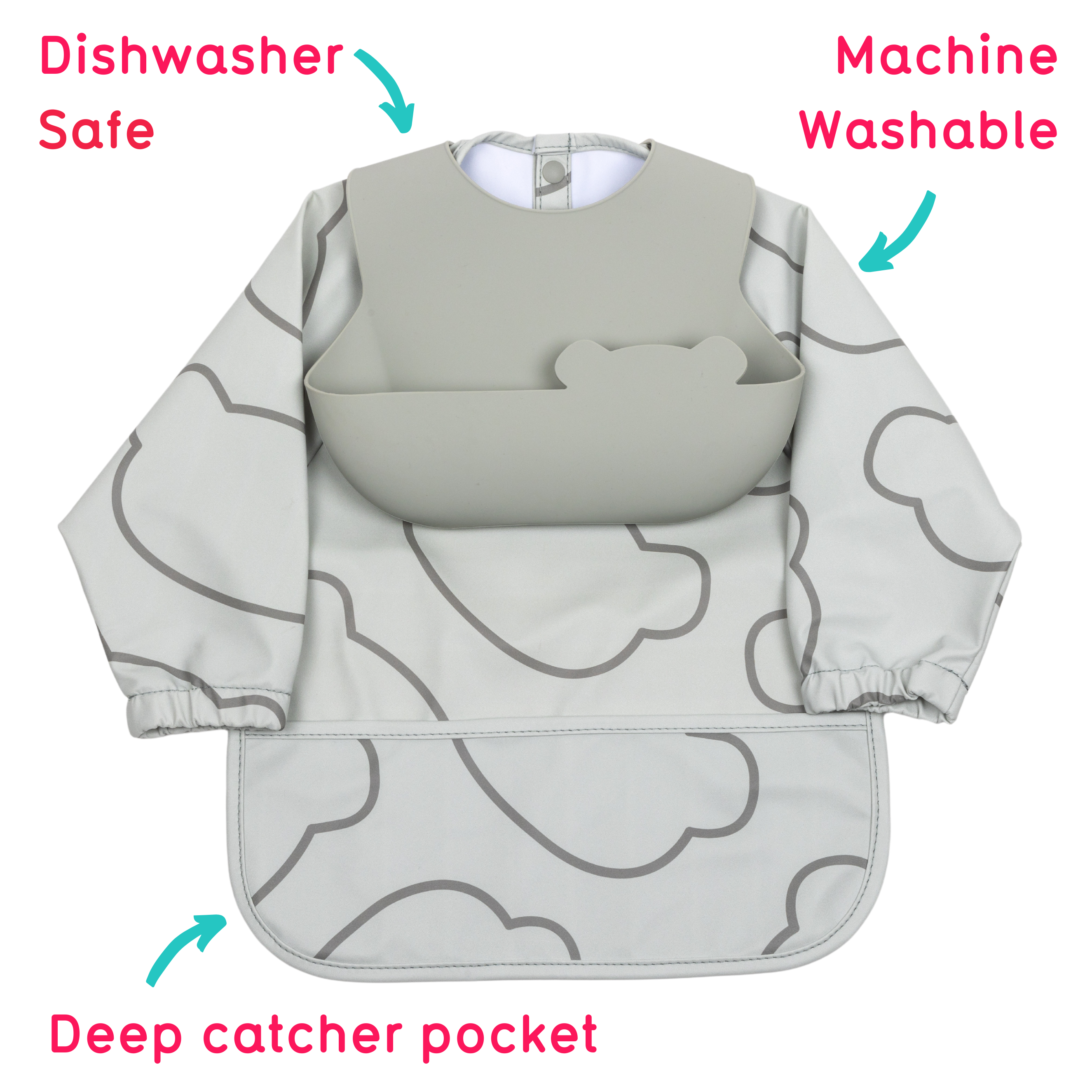 Tum Tum Weaning Baby Weaning Bibs Bundle Plus Grey coffret repas bébé gris