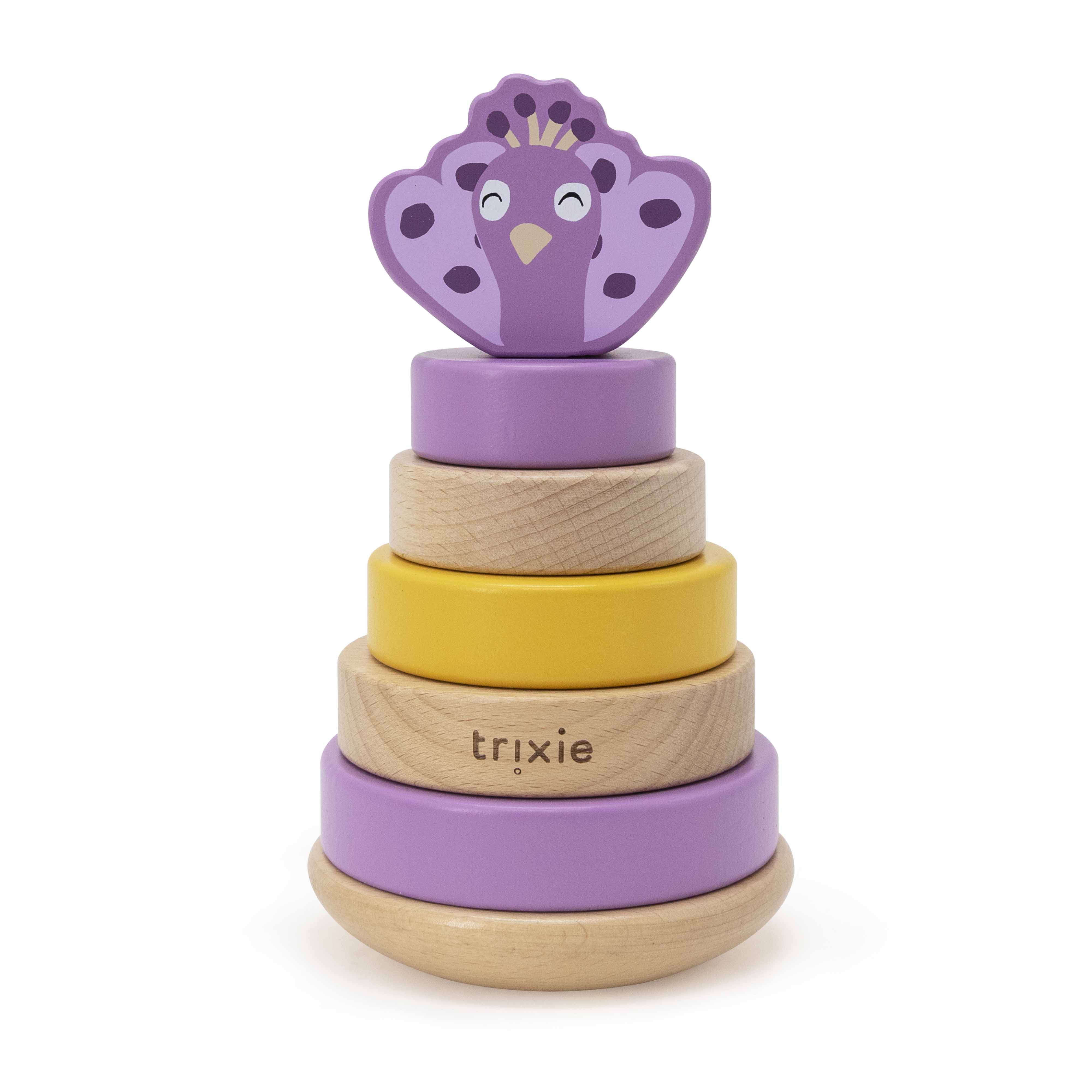 Trixie Baby Jouets à empiler Mrs. Peacock tour à empiler en bois