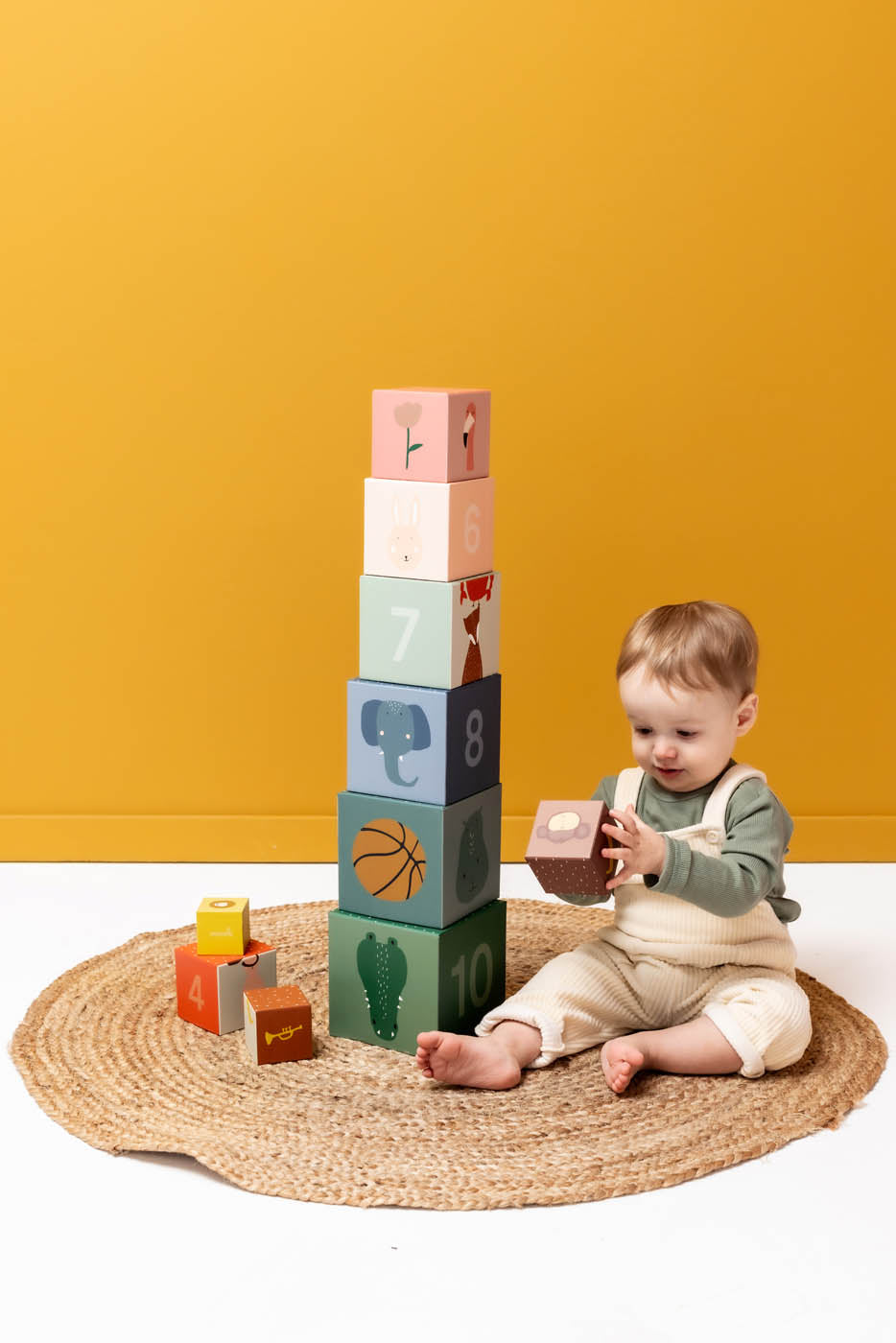 Trixie Baby Jouets à empiler Blocs à empiler 10 blocs carton FSC