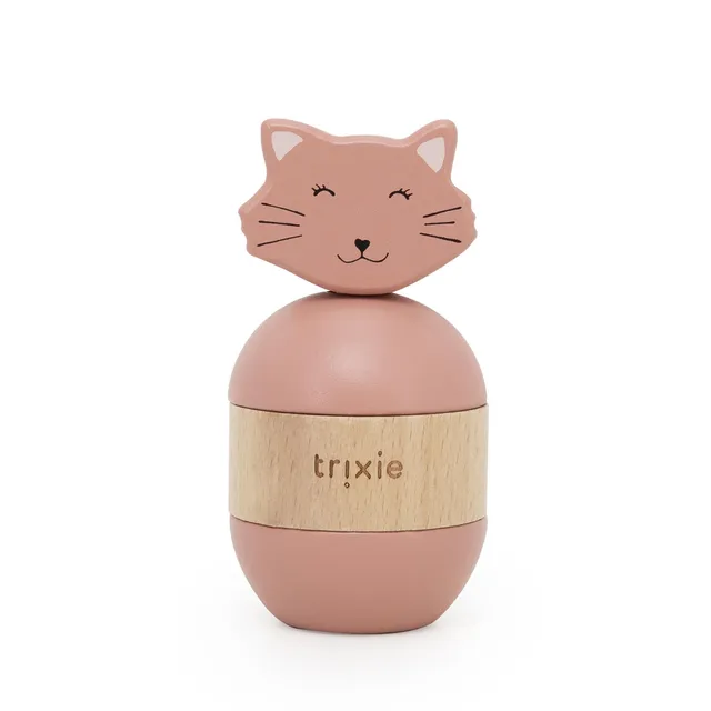 Trixie Baby Jouet d’empilage avec hochet Mrs. Cat bois FSC