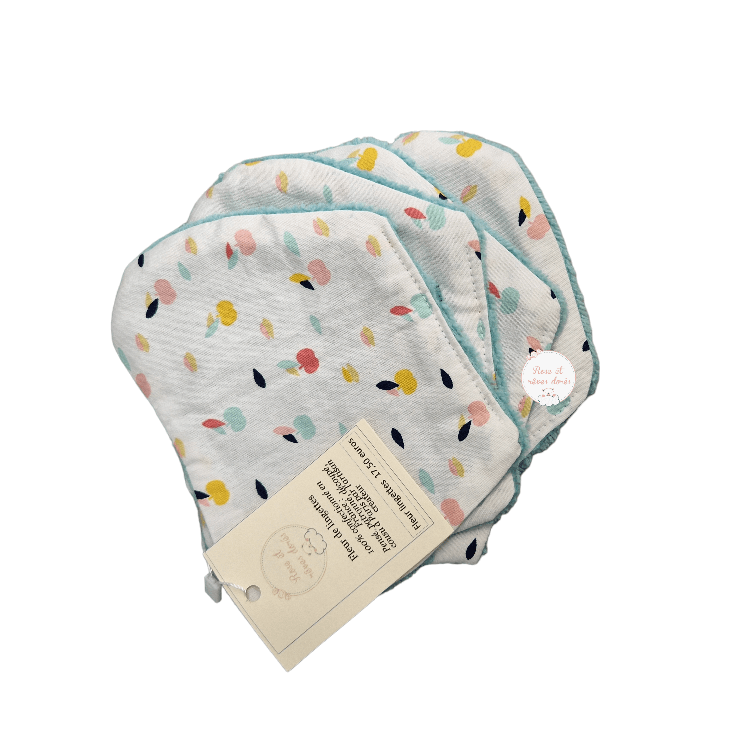 Rose et rêves dorés Lingettes, serviette visage, gants Fleur de lingettes Pommes lingettes lot de 4 en coton et bambou