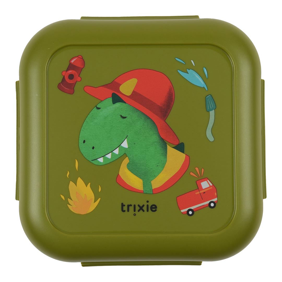Trixie Baby Boîtes à goûter et boîtes repas Boîtes à goûter avec clips Fireman Mr. Dino