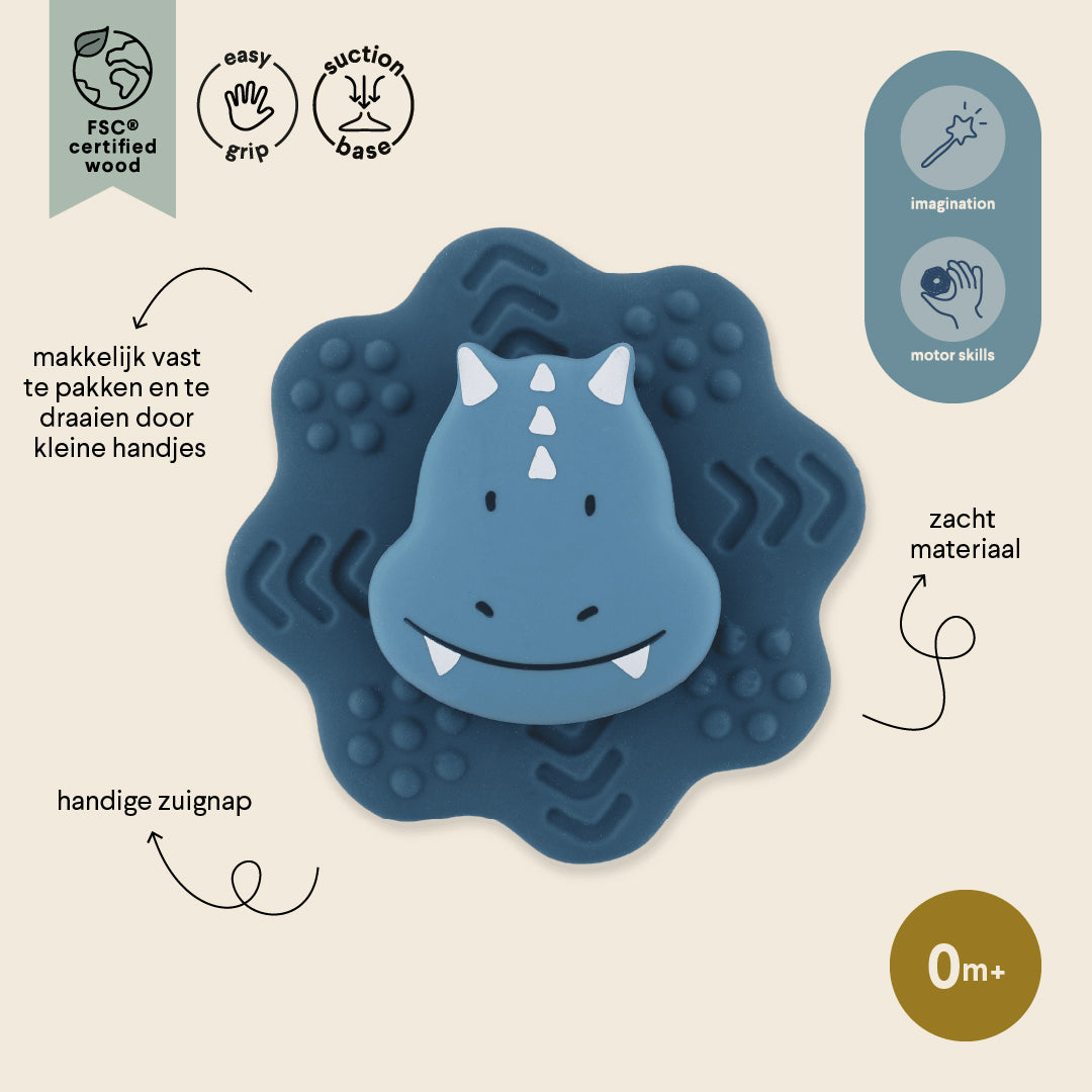 Trixie Baby Jouets sensoriels Spinner à ventouse Mr. Triceratops silicone