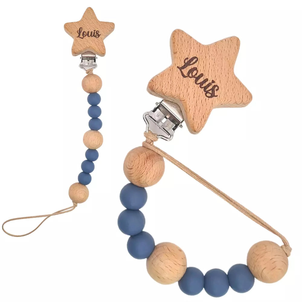 Baby-Crea Attache tétine personnalisée étoile rose pâle en silicone