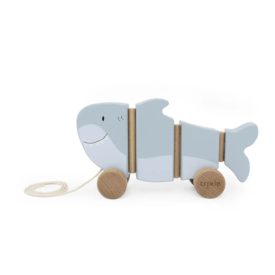 Trixie Baby Jouets à pousser et à tirer Mr. Shark jouet à tirer en bois