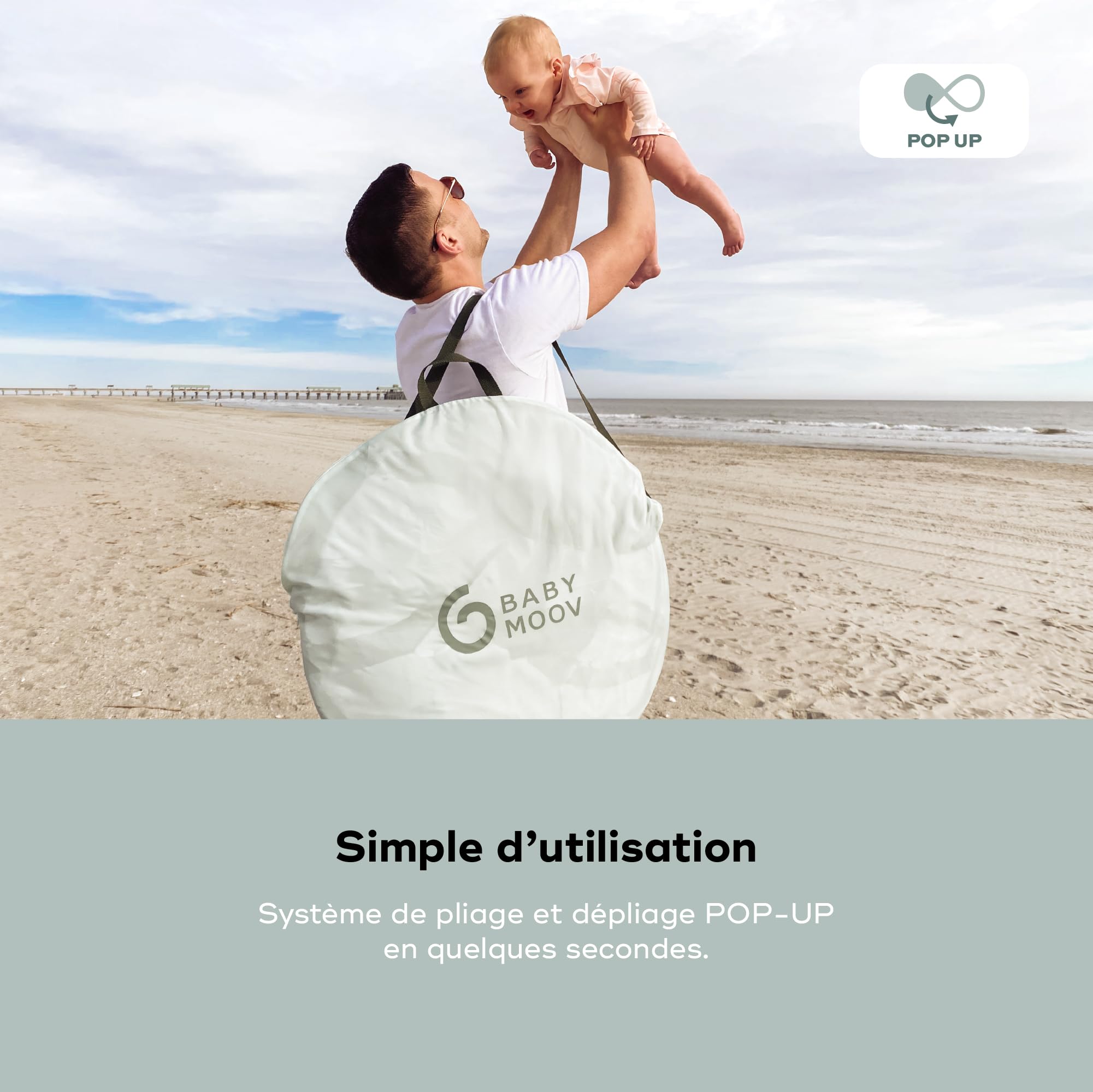 Babymoov Moov & Protect tente anti-UV bébé Green Lagoon UPF 50+