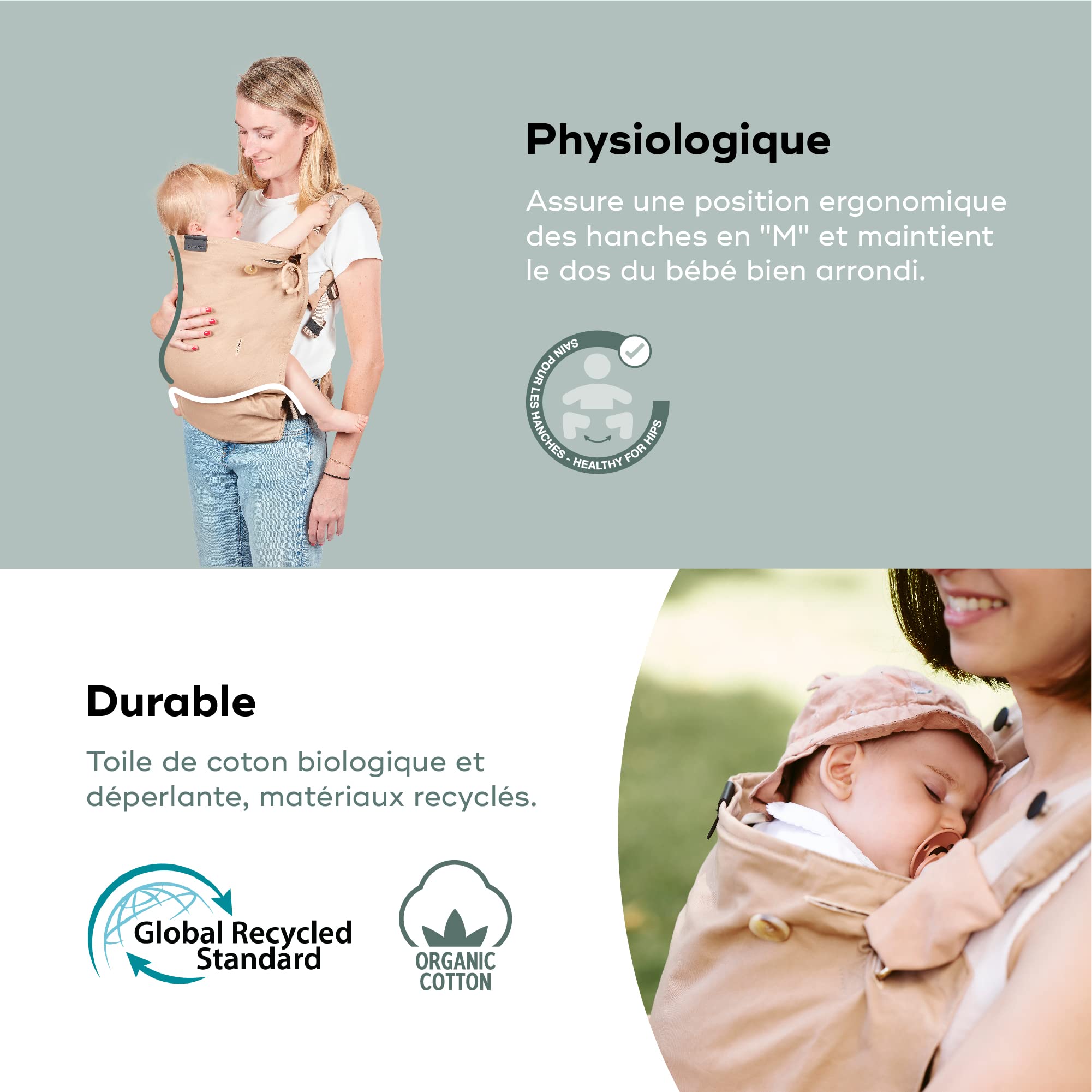 Babymoov Moov & Boost porte-bébé beige évolutif et réhausseur