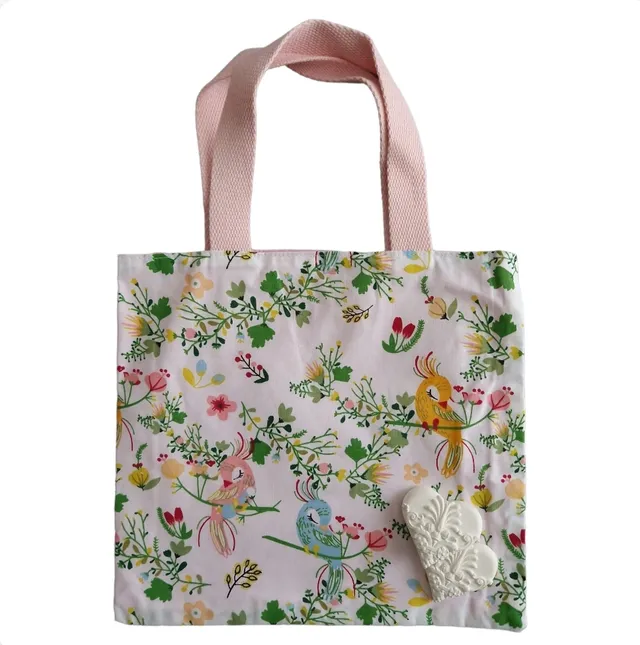 Rose et rêves dorés P’tit tote bag enfant Oiseaux de paradis réversible