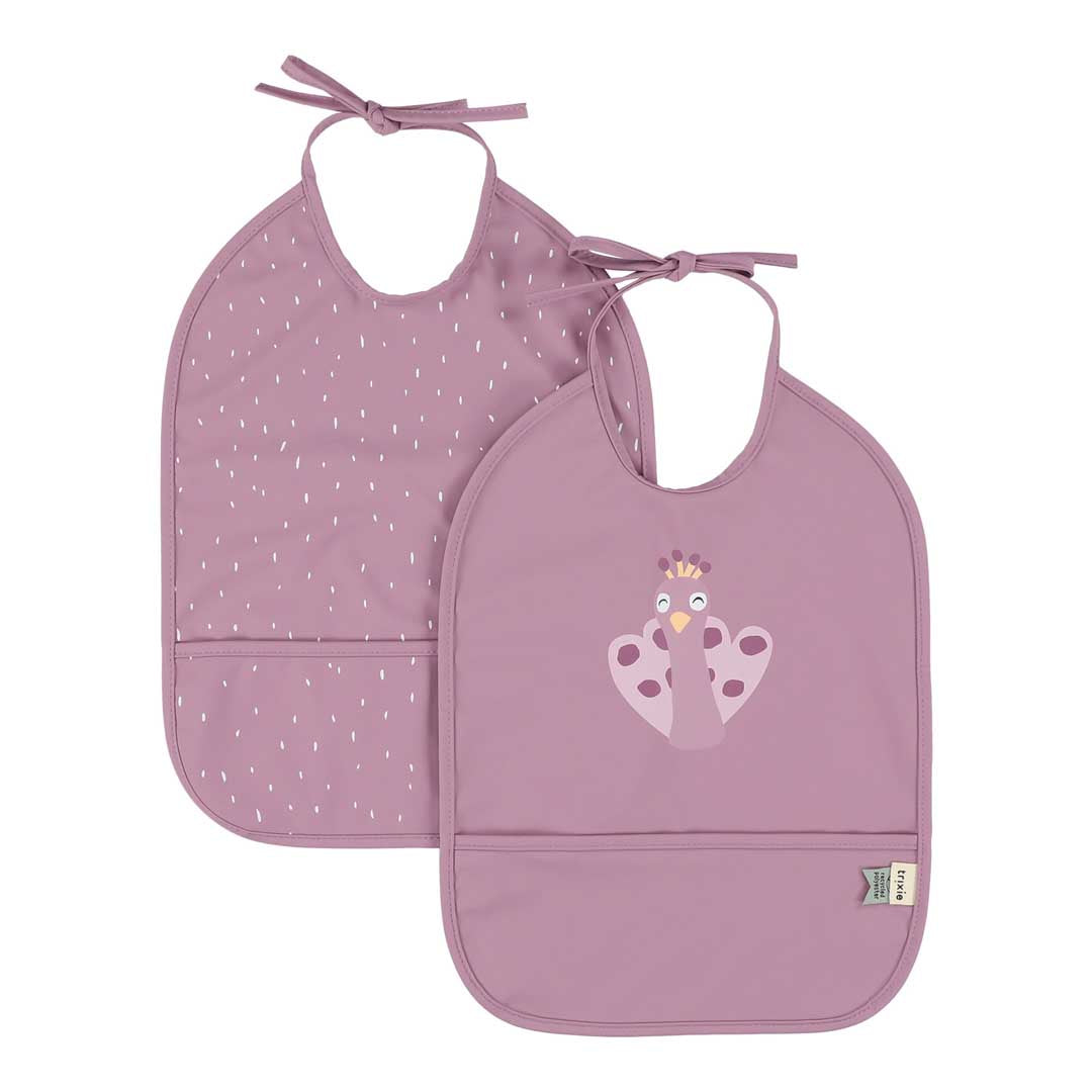 Trixie Baby Bavoirs Bavoir 2 pièces imperméable Mrs. Peacock polyester recyclé