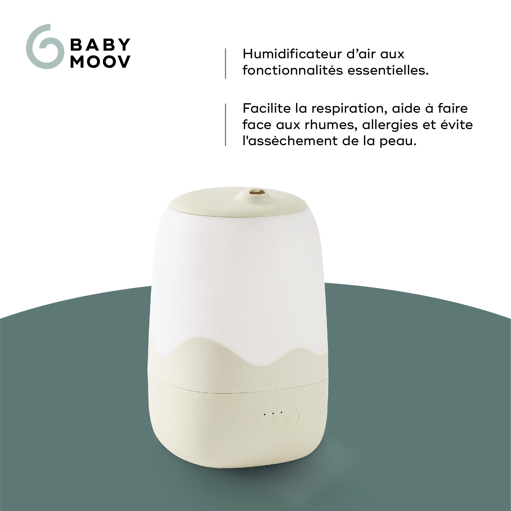 Babymoov YOO Wave humidificateur bébé vapeur froide 4 L, 26 h, silencieux
