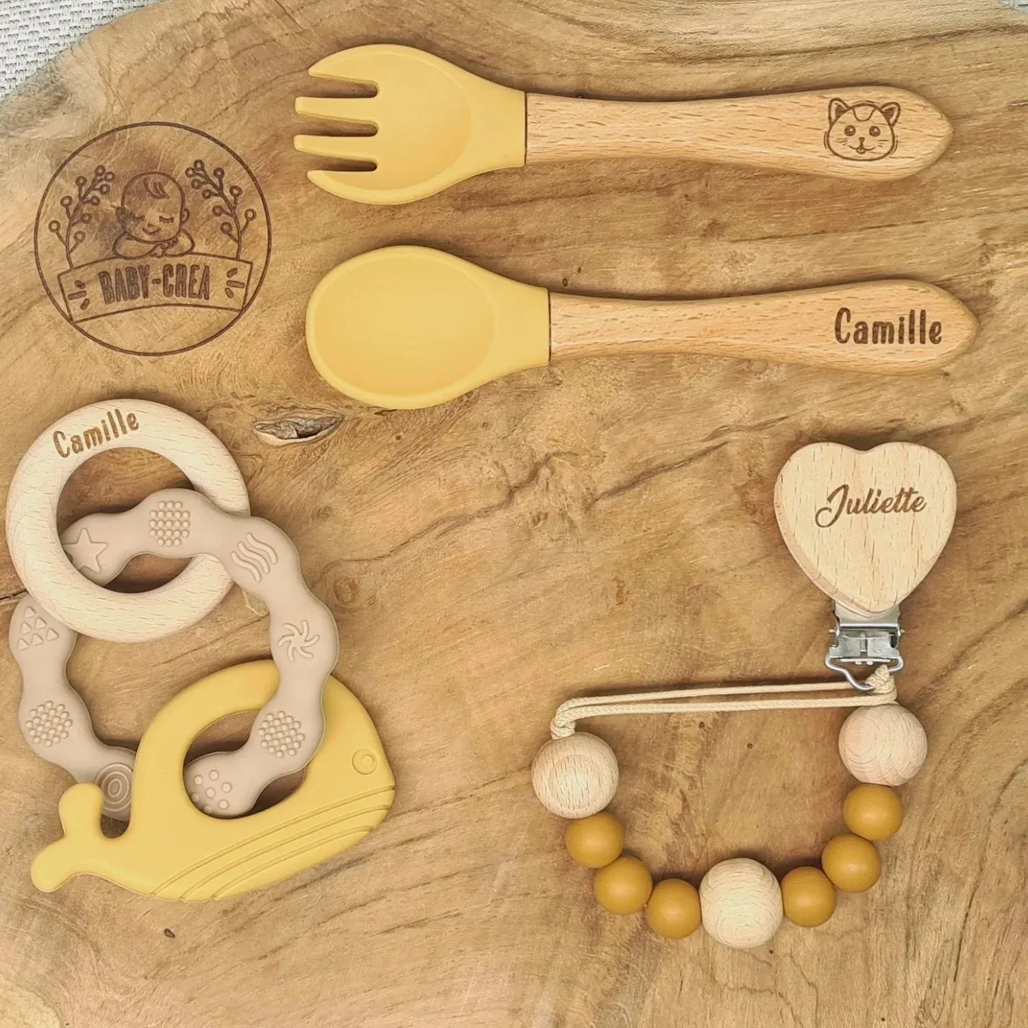 Baby-Crea Coffret naissance personnalisé couverts bébé bleu marine prénom