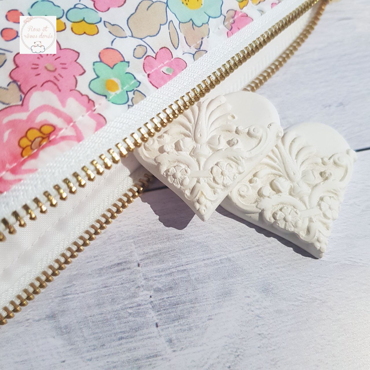 Rose et rêves dorés Trousses de toilette Berlingot XL trousse de toilette coton
