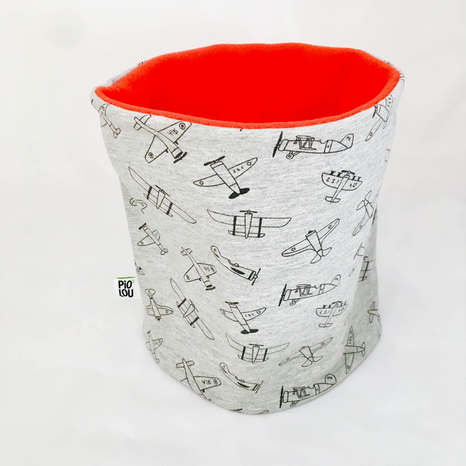 PIOLOU Le Tour de Cou Tour de cou enfant réversible rouge et gris motifs avion