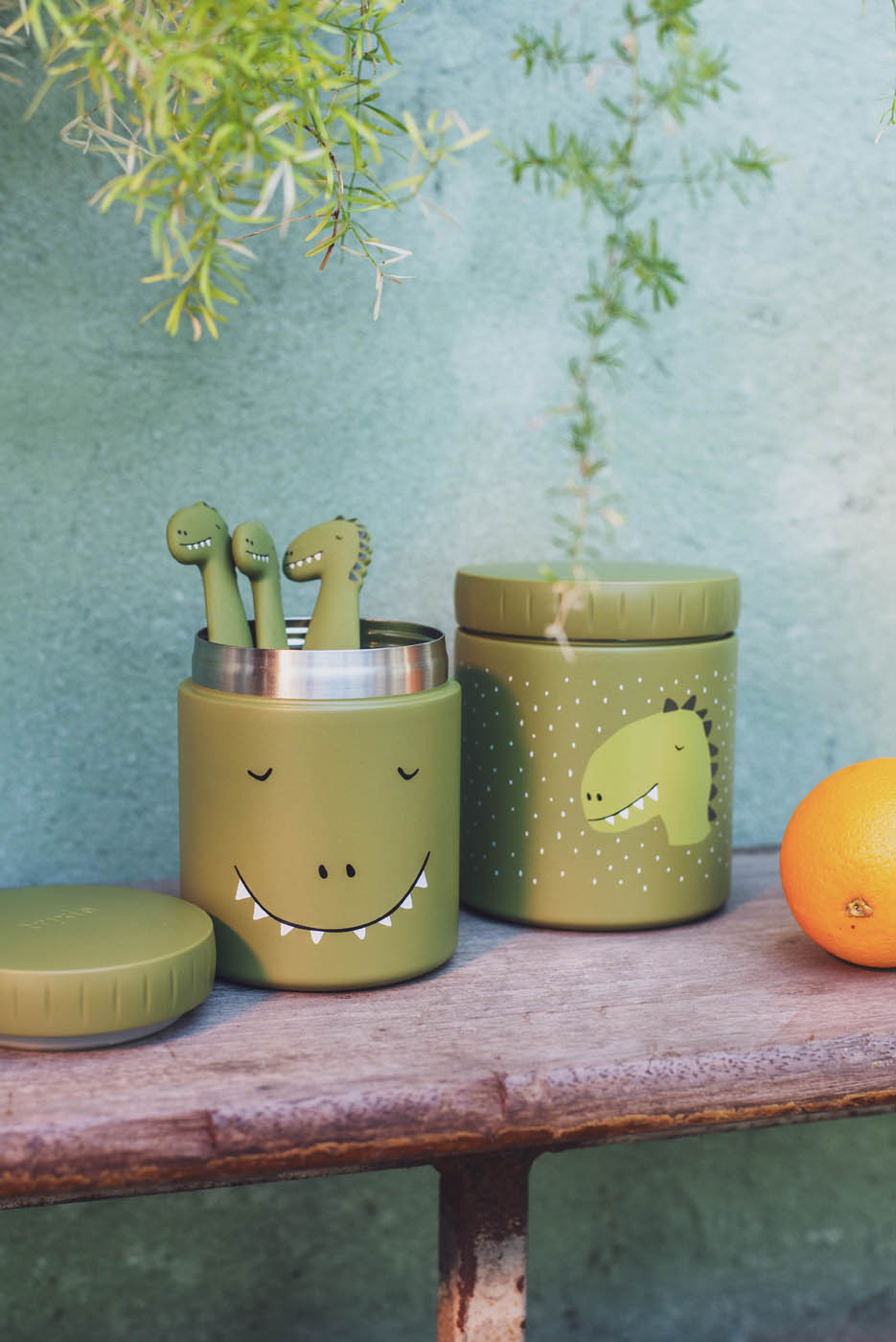 Trixie Baby Boîtes à goûter isothermes Mr. Dino pot alimentaire 350 ml inox