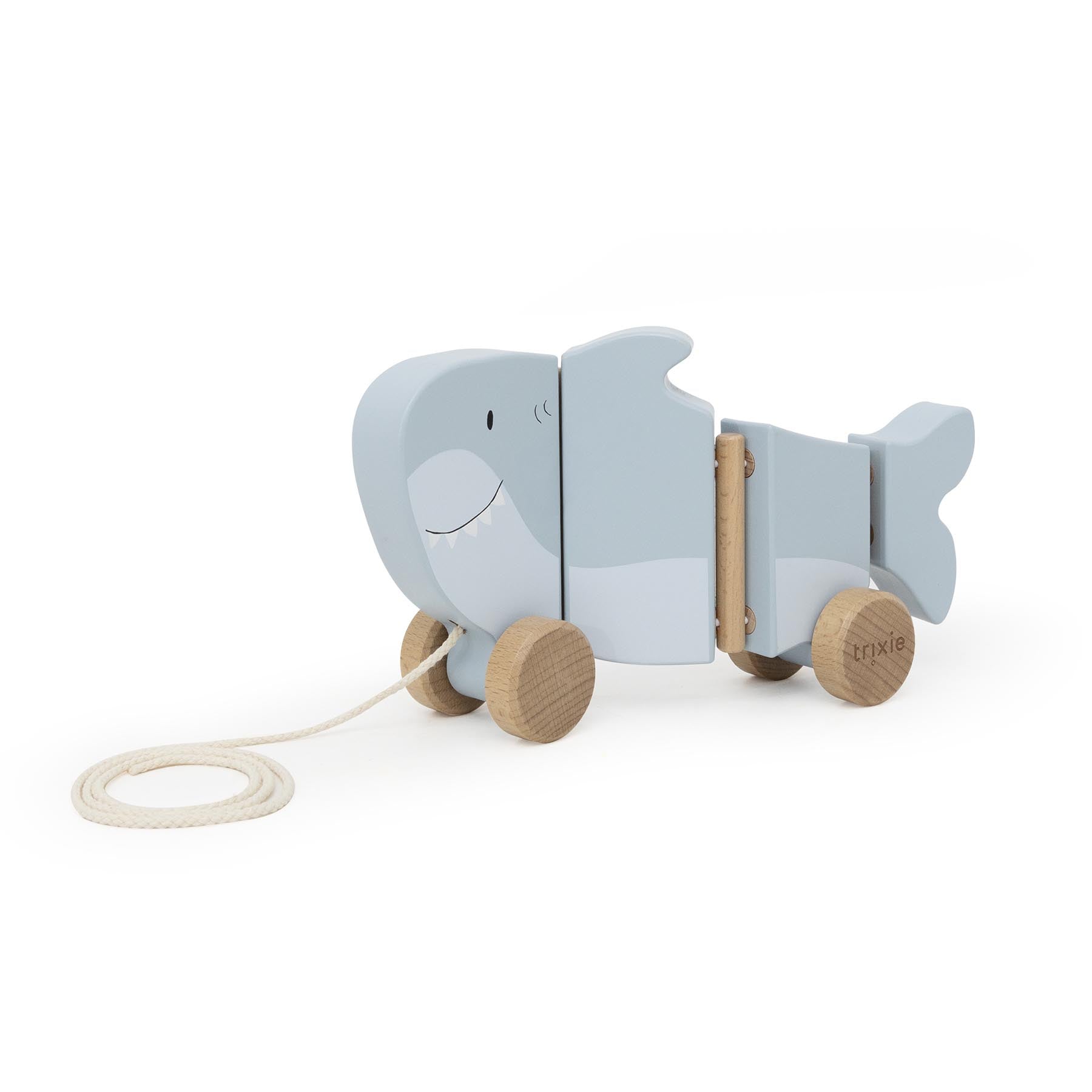 Trixie Baby Jouets à pousser et à tirer Mr. Shark jouet à tirer en bois