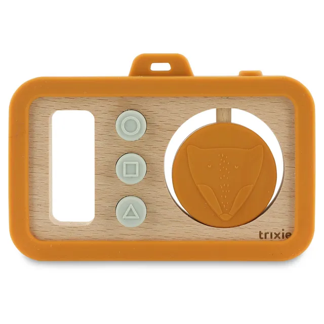 Trixie Baby Premiers jouets Appareil photo bébé Mr. Fox en silicone et bois