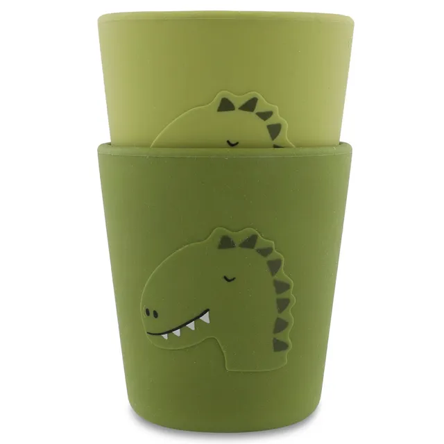 Trixie Baby Tasses et gobelets Gobelet en silicone 2-pack Mr. Dino lot de 2 silicone alimentaire
