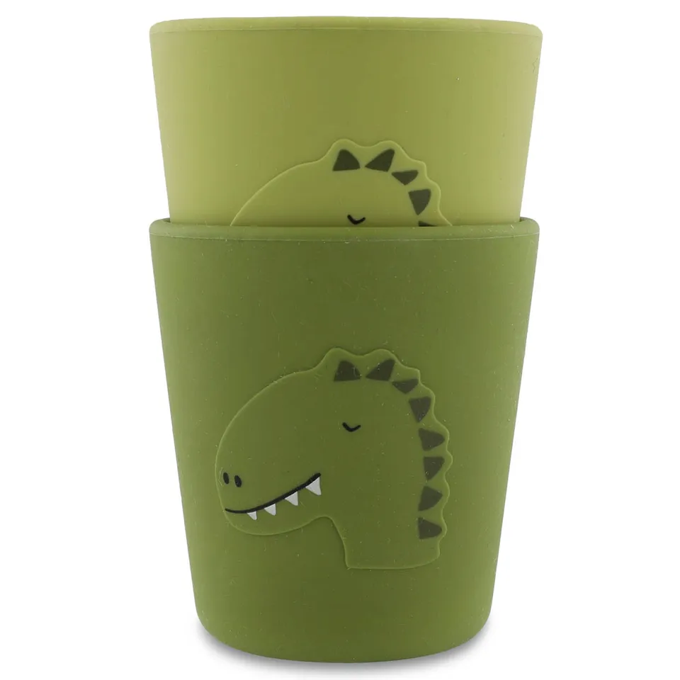 Trixie Baby Tasses et gobelets Gobelet en silicone 2-pack Mr. Dino lot de 2 silicone alimentaire