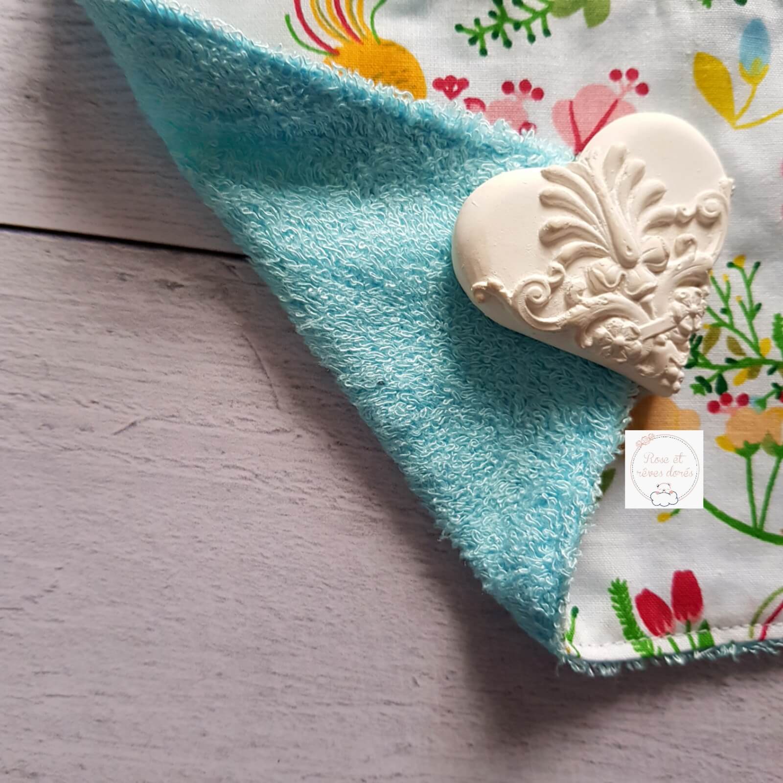 Rose et rêves dorés Bavoirs Bavoir pour bébé oiseaux de paradis coton bambou