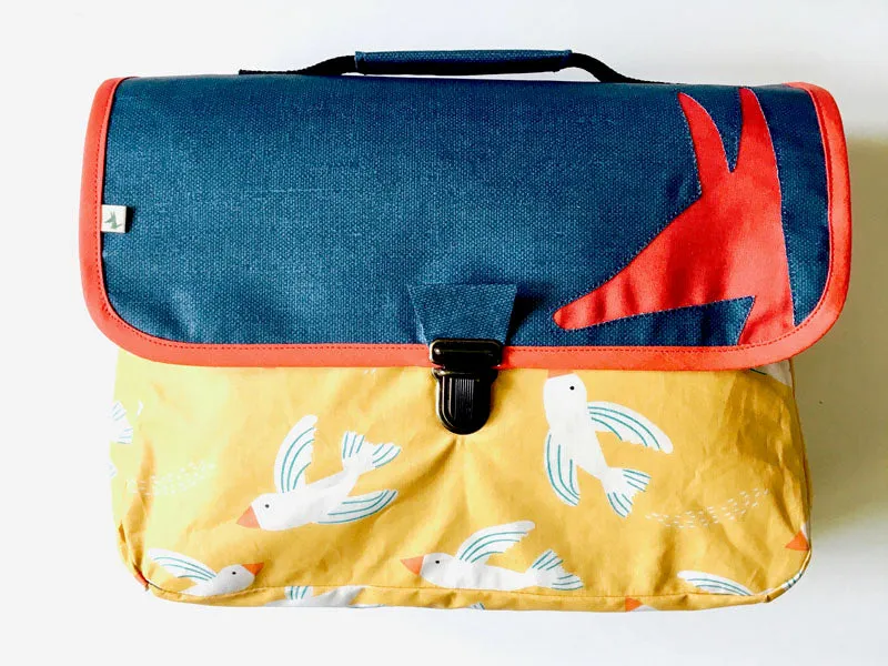 PIOLOU Le Cartable Maternelle Cartable maternelle léger Bleu et Jaune Oiseaux imperméable