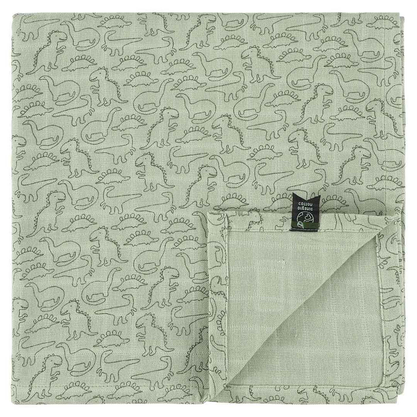 Trixie Baby Langes en mousseline Daring Dino lange 110x110 cm coton bio
