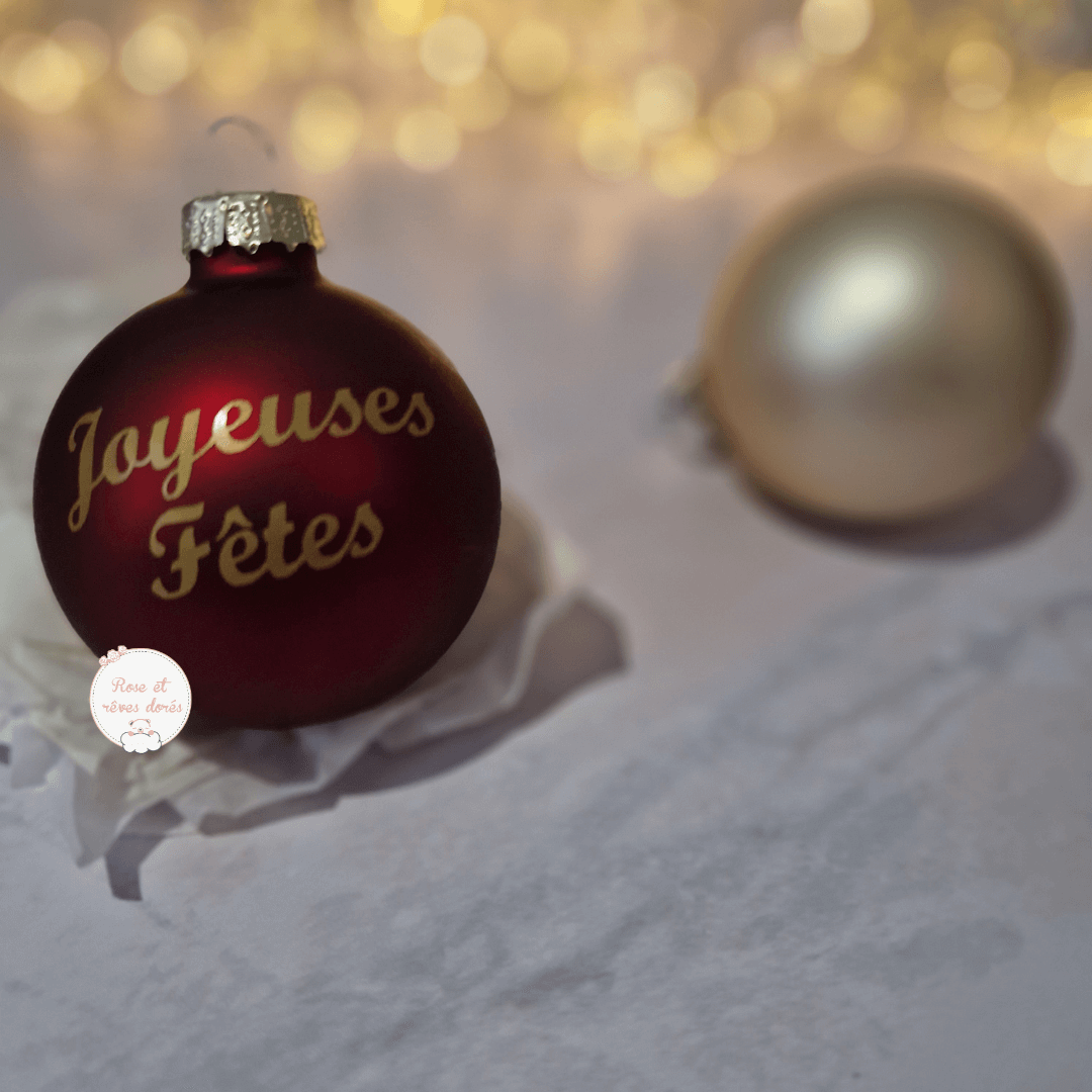 Rose et rêves dorés Noël Boule de Noël personnalisée 6 cm en verre