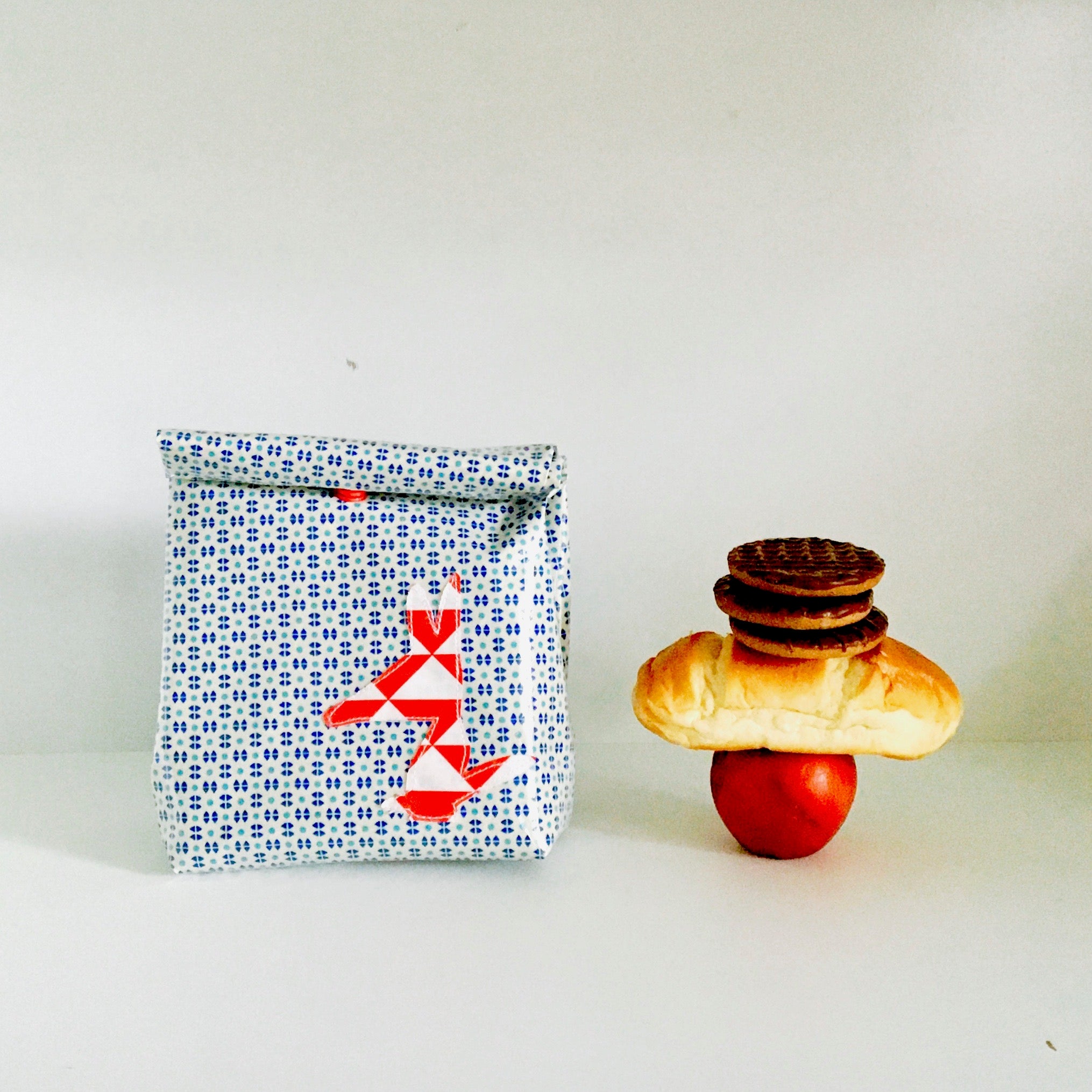 Piolou Le lunch-bag PM Lunch bag enduit bleu et rouge lunch bag