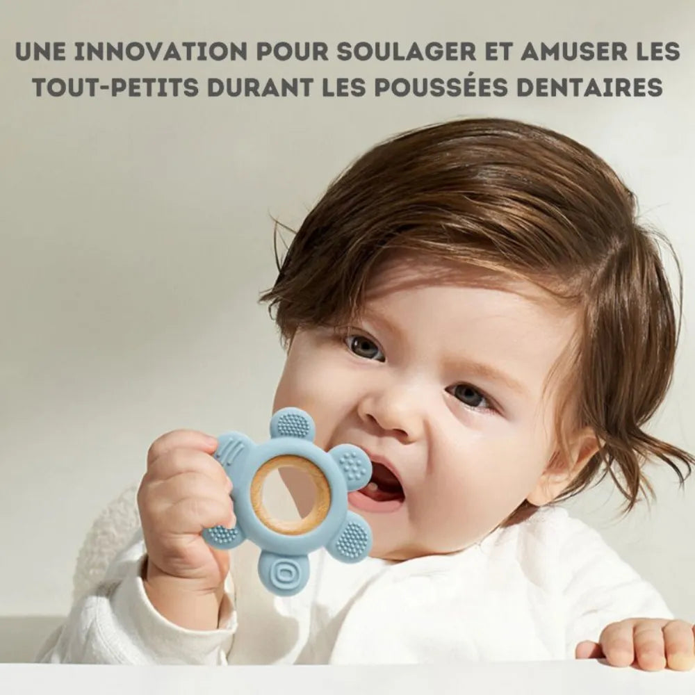 Baby-Crea Coffret naissance personnalisé Attache tétine et anneau rose pâle