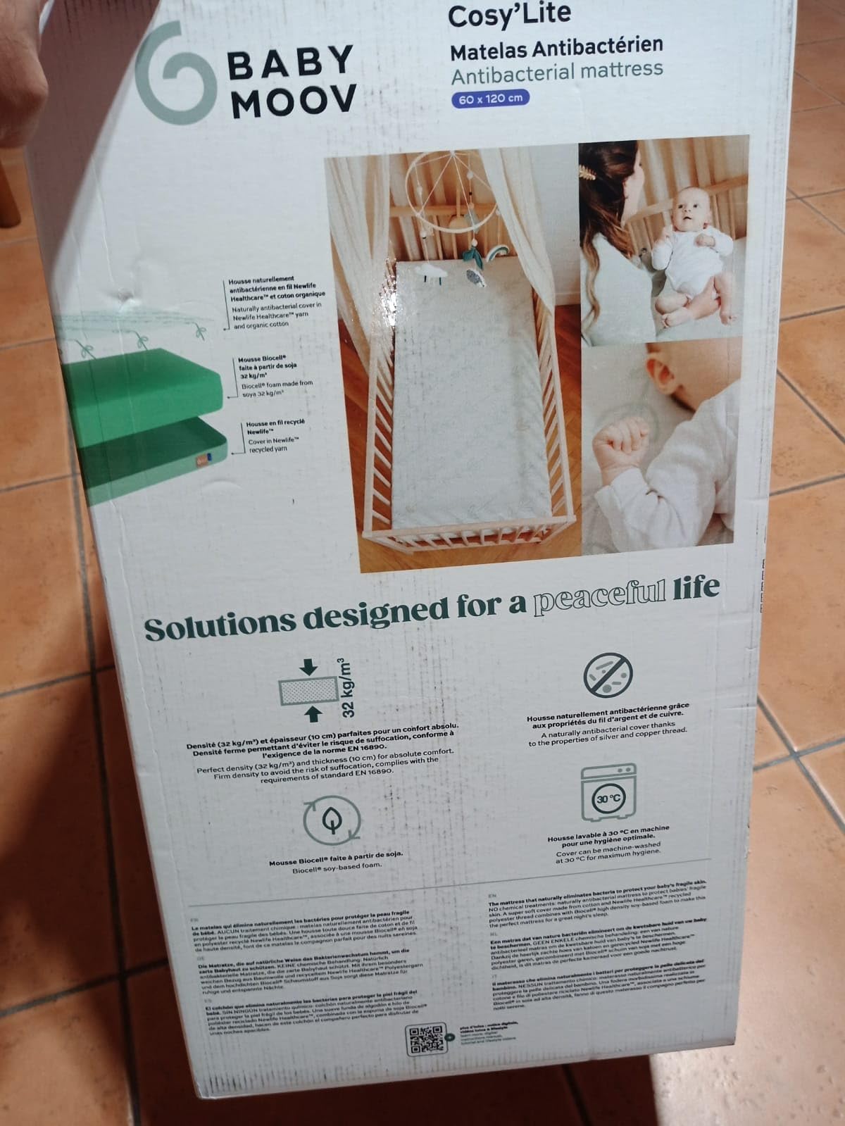 Babymoov Moov / Moov & Cosy'Lite Antibactérien matelas bébé 60 × 120 cm