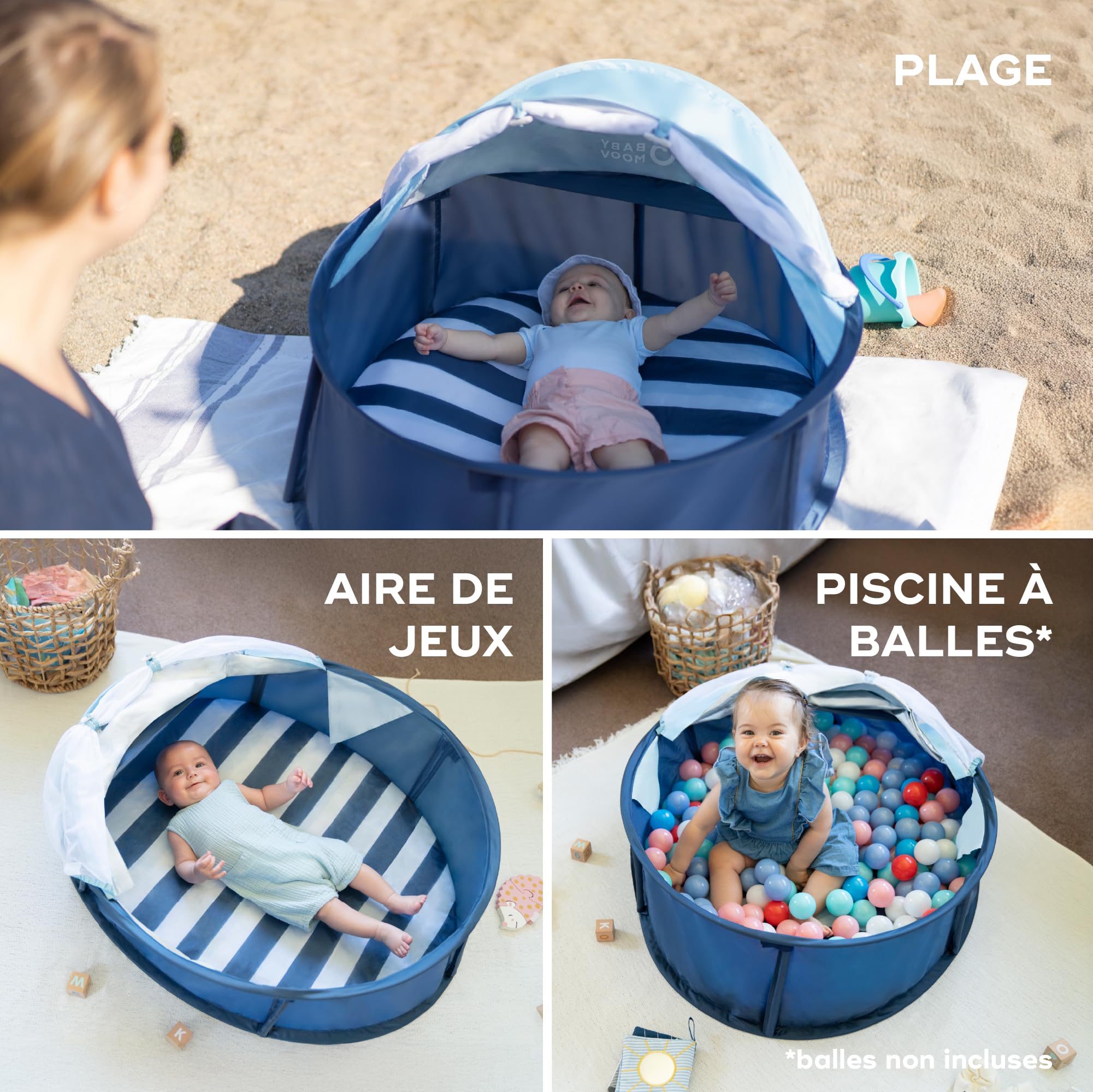 Babymoov Babyni aire de jeux bébé Marinière anti-UV FPS 50+