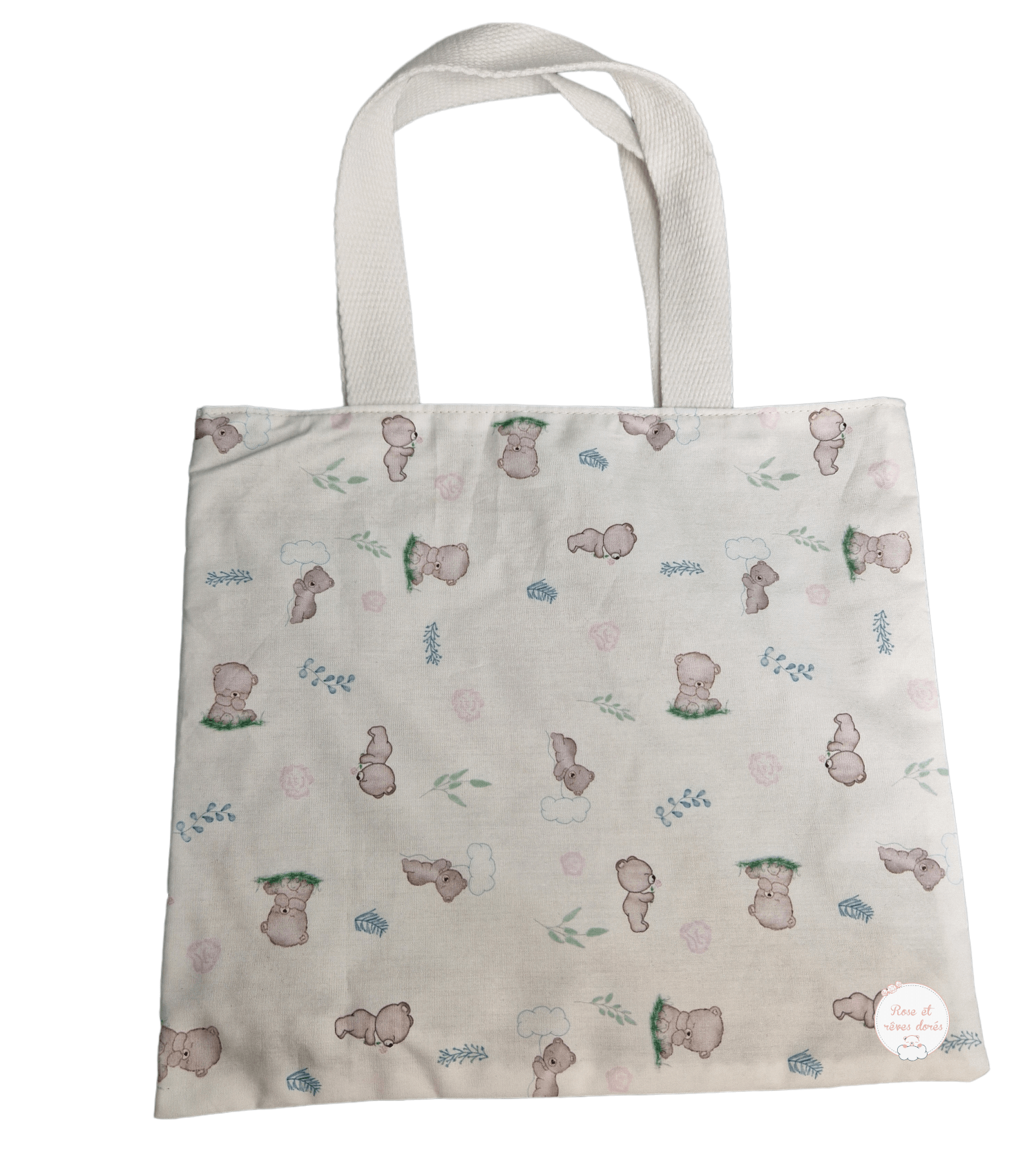 Rose et rêves dorés Sacs divers tote bag enfant réversible Intemporels orsi roses
