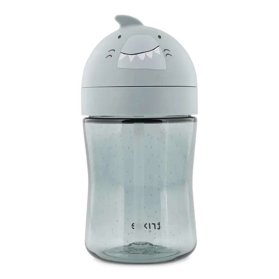 Trixie Baby Tasses et gobelets Gobelet avec paille Mr. Shark anti-fuite