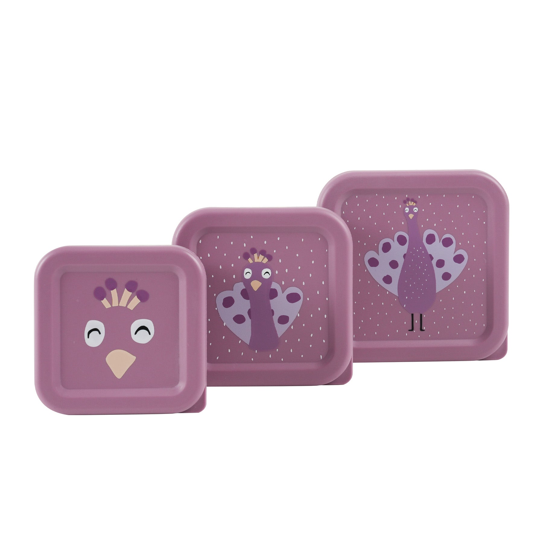 Trixie Baby Boîtes à goûter et boîtes repas Boîtes à goûter 3 pièces Mrs. Peacock