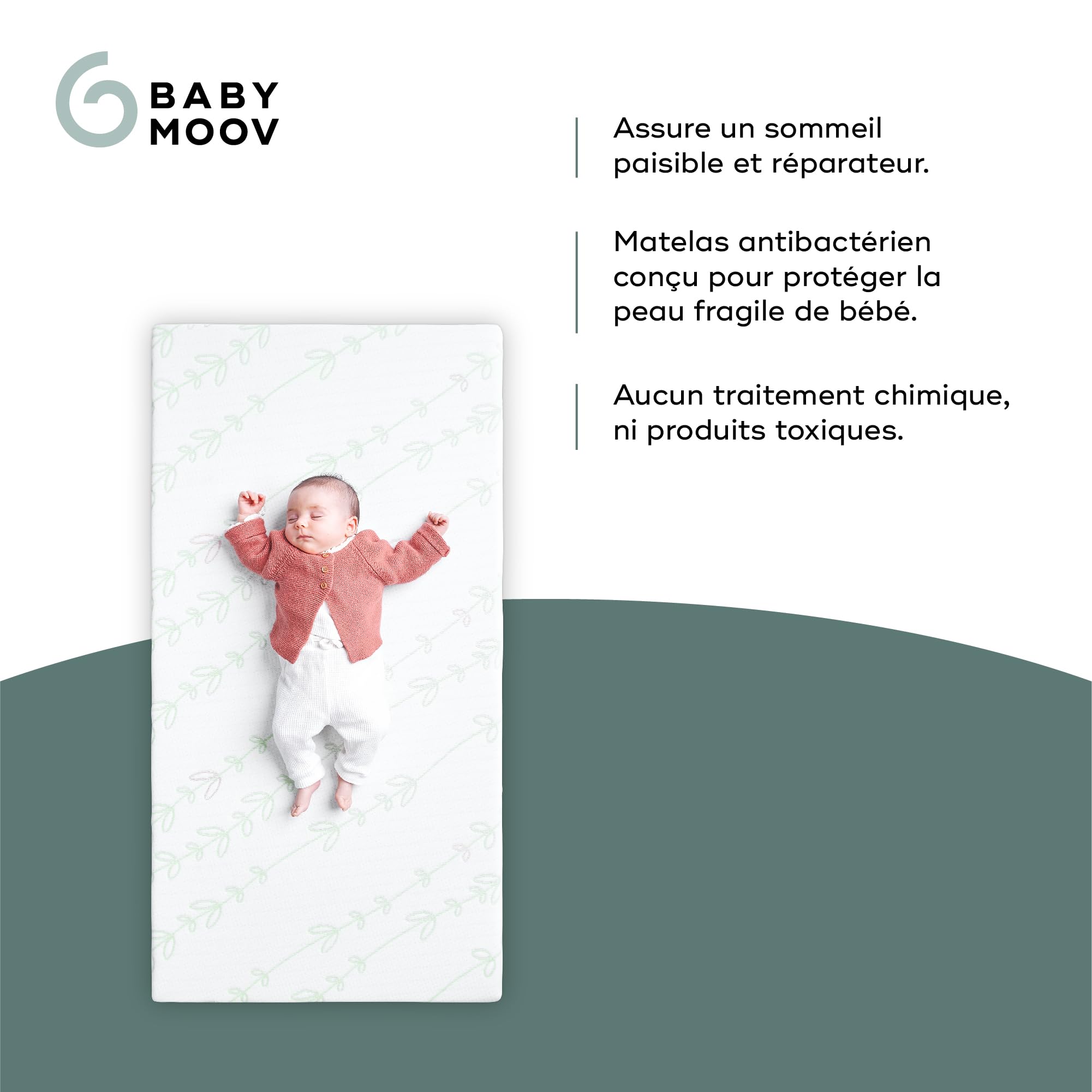 Babymoov Moov / Moov & Cosy'Lite Antibactérien matelas bébé 60 × 120 cm
