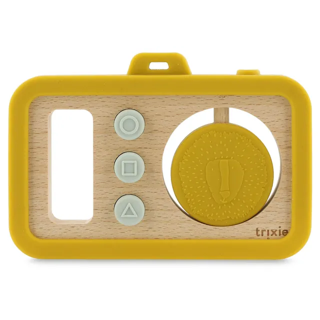 Trixie Baby Premiers jouets Appareil photo Mr. Lion en silicone et bois