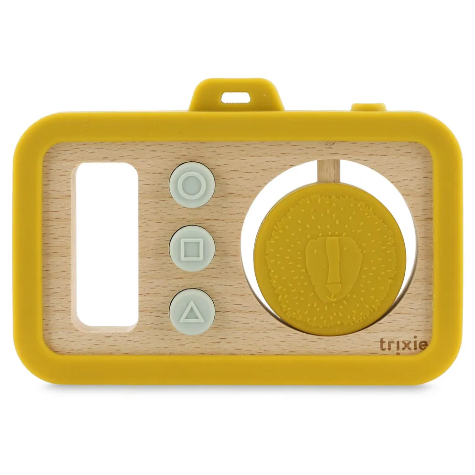 Trixie Baby Premiers jouets Appareil photo Mr. Lion en silicone et bois