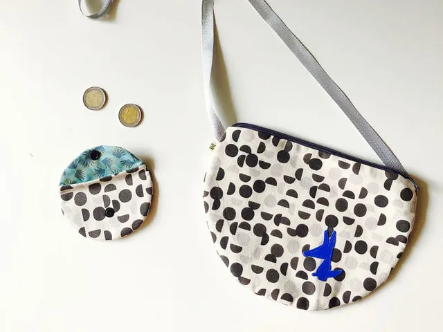 PIOLOU Le Sac Fillette sac à main enfant avec porte-monnaie bleu argenté