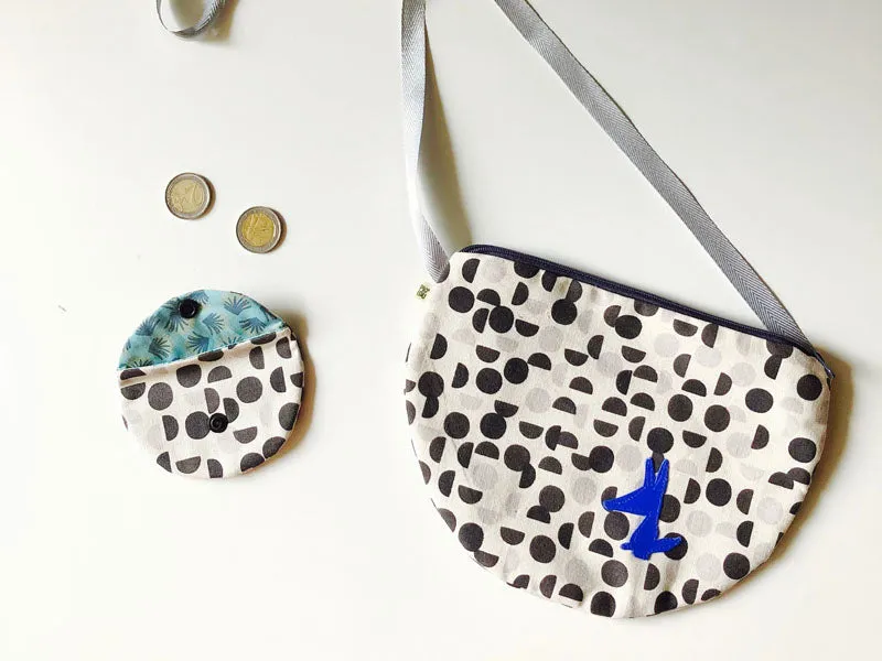 PIOLOU Le Sac Fillette sac à main enfant avec porte-monnaie bleu argenté