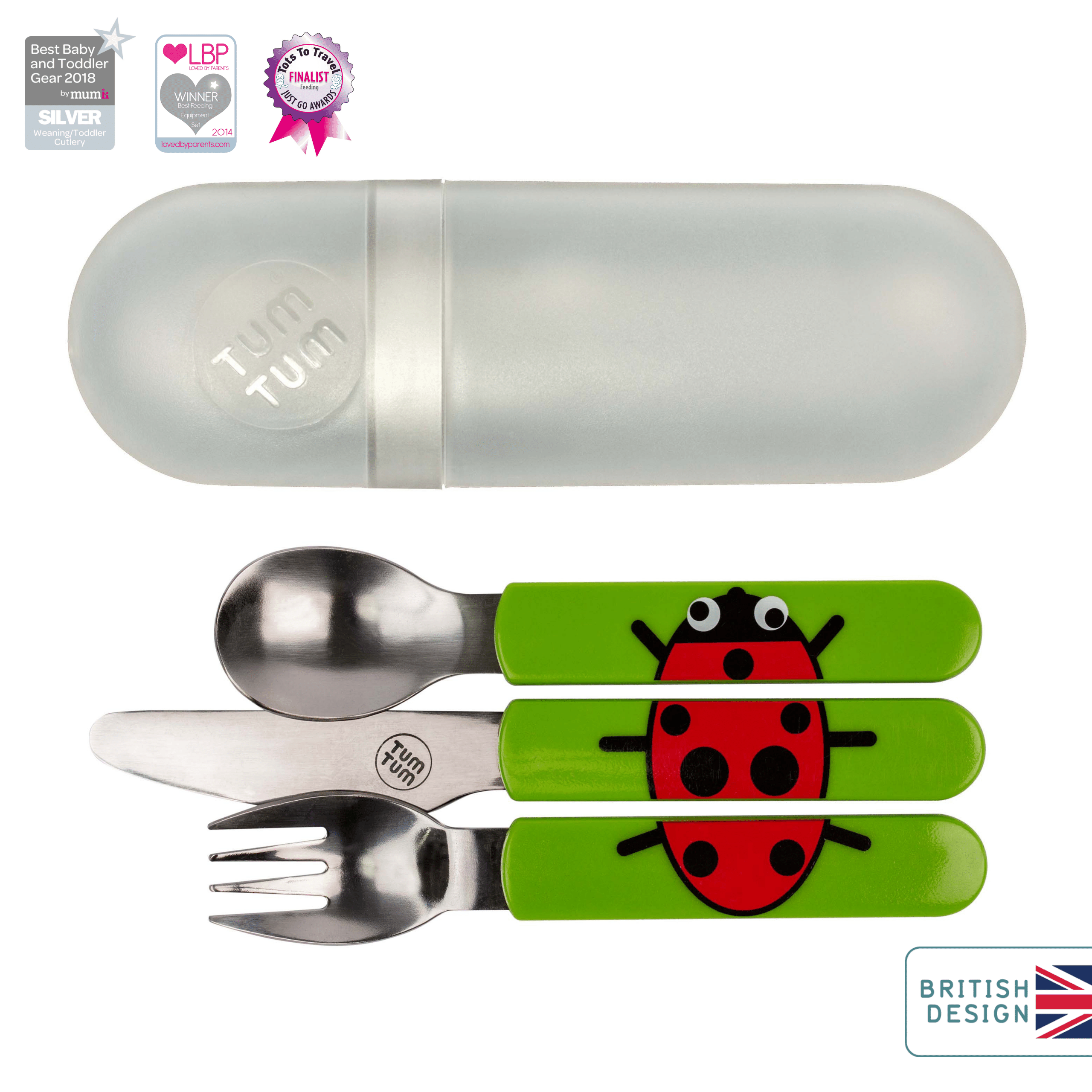 Tum Tum Cutlery Lucy Ladybird couverts enfant avec étui