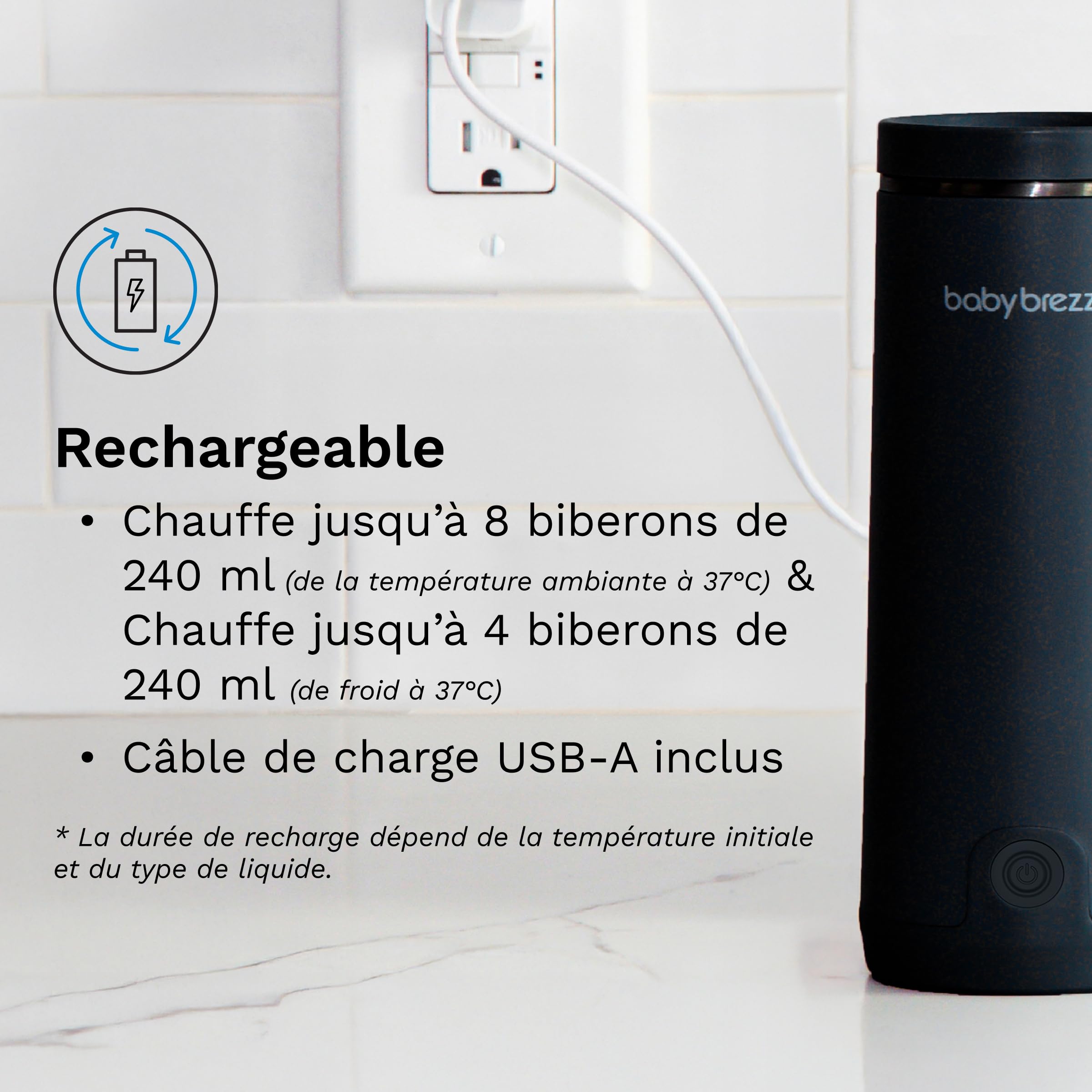 Baby Brezza Chauffe-biberons Super Fast Portable Bottle Warmer chauffe-biberon nomade rechargeable 270 ml