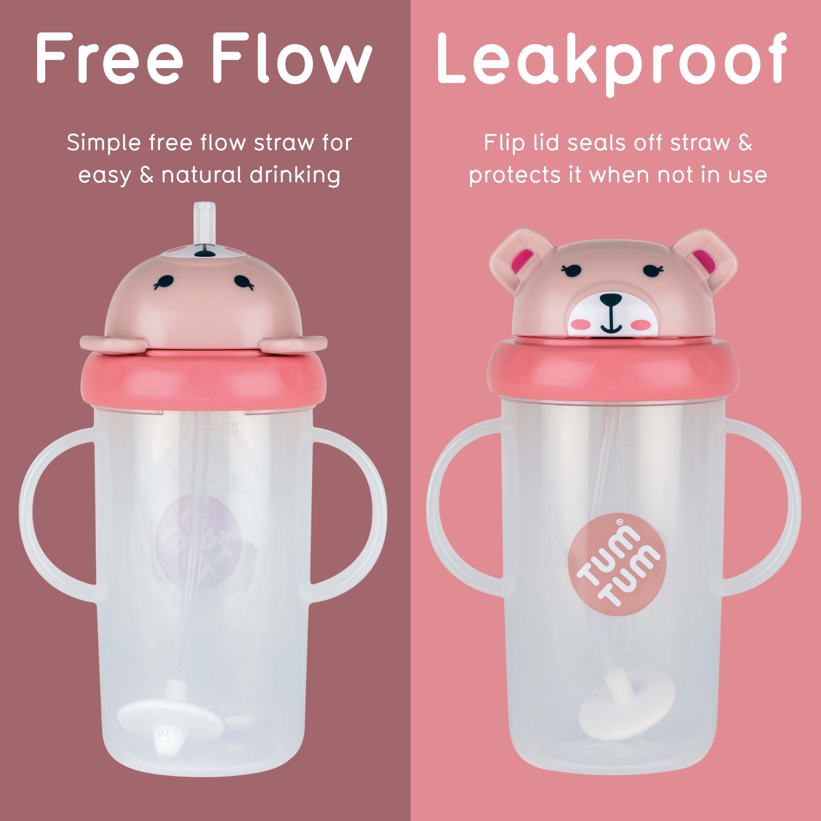 Tum Tum Cups Tall Tippy Up Sippy Cup gobelet Betsy Bear 300 ml à paille lestée