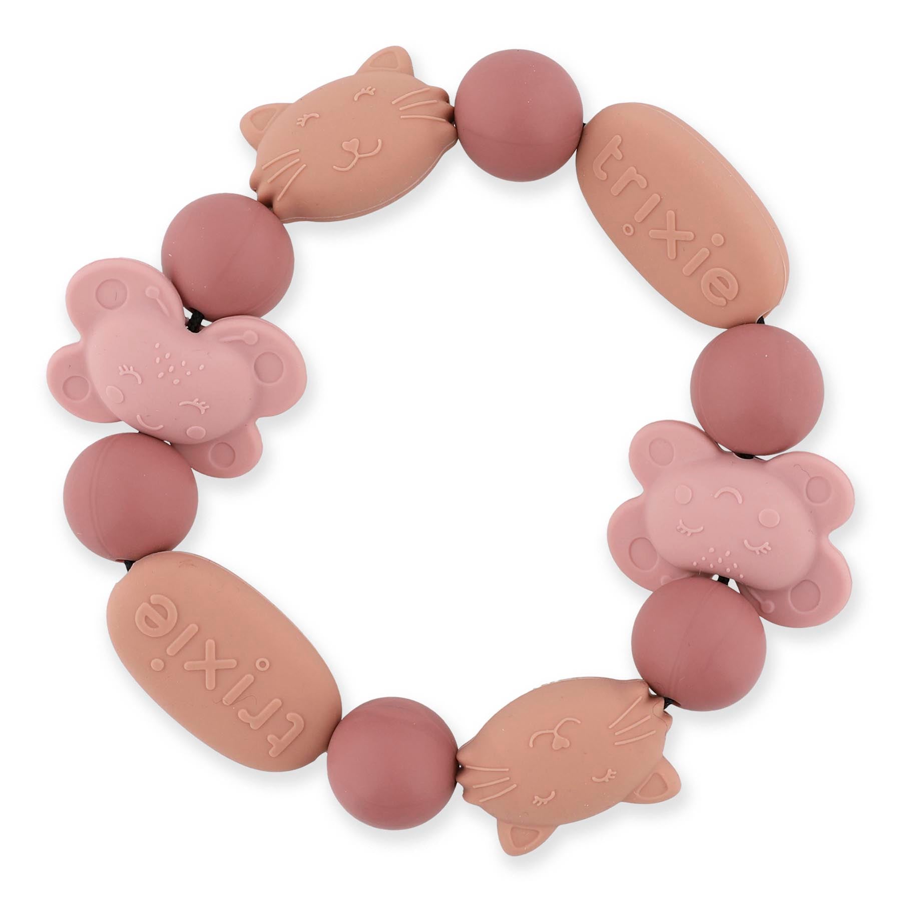 Trixie Baby Premiers jouets Bracelet de dentition Mrs. Cat & Mrs. Butterfly en silicone